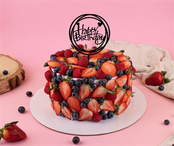 Торт на день рождения клубничный поцелуй - фото 8141